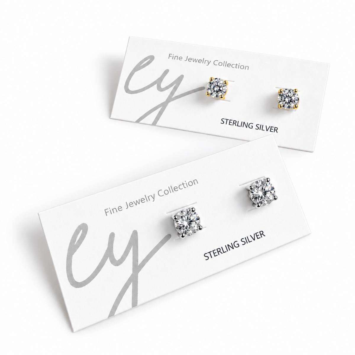 Ellison+Young Round Cut CZ Stud Earrings in Sterling Silver