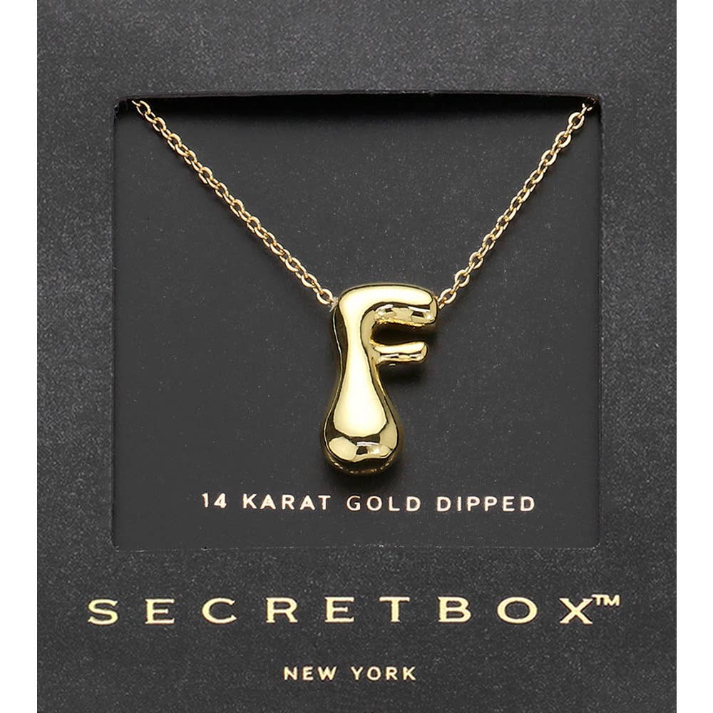 14K Gold Dipped Bubble Initial Pendant Necklace