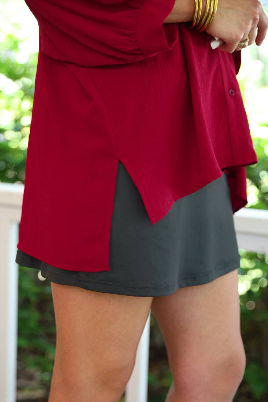 Sloane Button Up Top- Burgundy