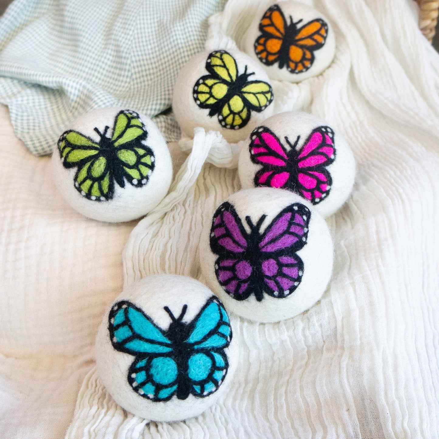 Monarch Butterfly Eco Wool Dryer Ball Set of 3