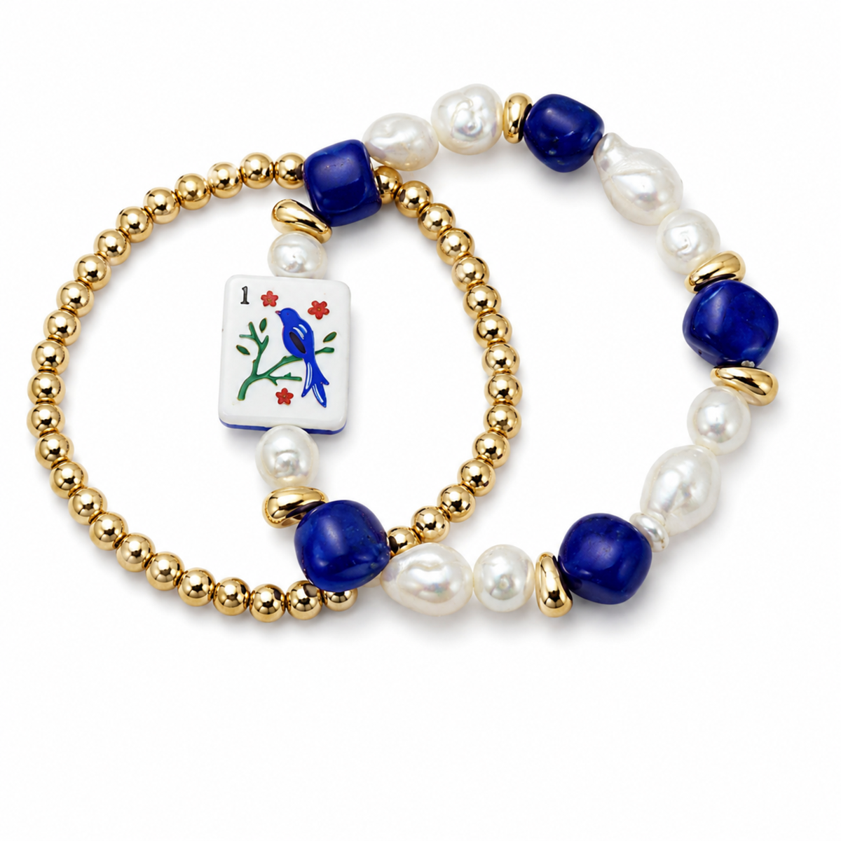 Ellison+Young Mahjong Tile Beaded Bracelet, 2-Piece Set