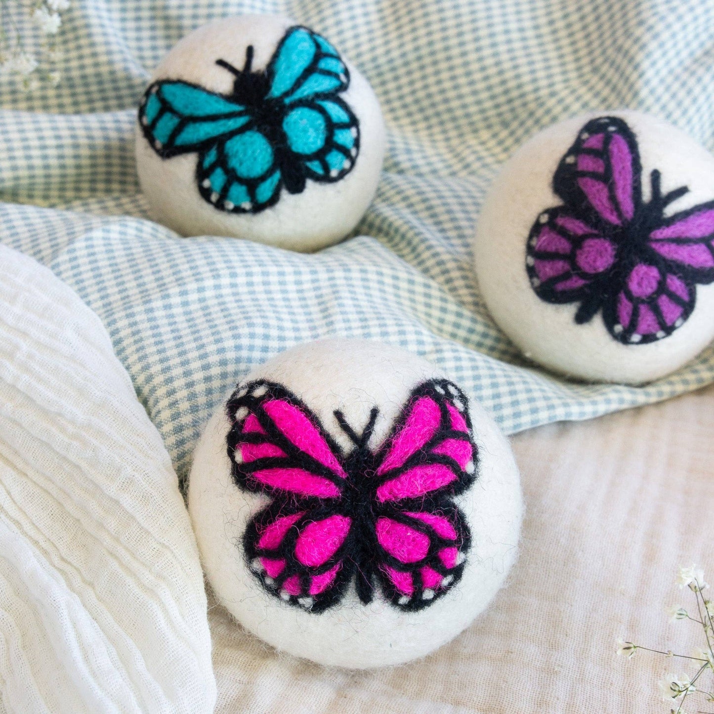 Monarch Butterfly Eco Wool Dryer Ball Set of 3