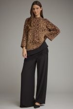 Entro Leopard Print Mock Neck Sweater
