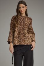 Entro Leopard Print Mock Neck Sweater