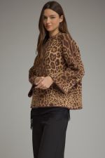 Entro Leopard Print Mock Neck Sweater