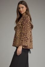 Entro Leopard Print Mock Neck Sweater