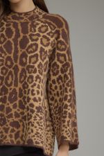 Entro Leopard Print Mock Neck Sweater