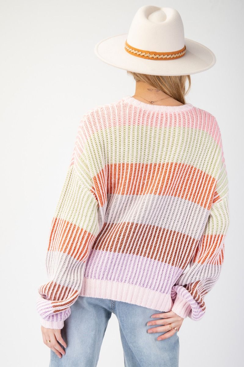 EASEL COLOR BLOCK KNIT SWEATER PULLOVER