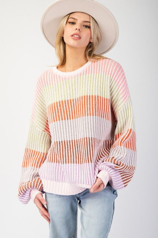EASEL COLOR BLOCK KNIT SWEATER PULLOVER