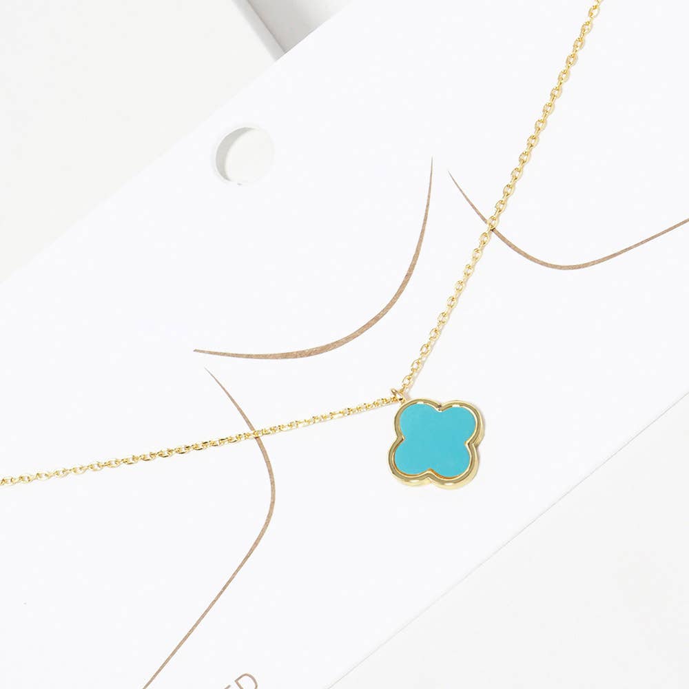 Gold Dipped Quatrefoil Pendant Necklace