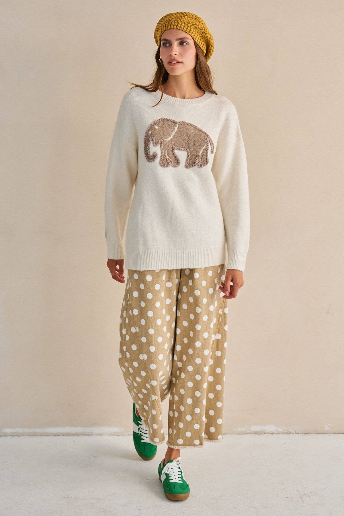 TEXTURED ELEPHANT KNIT SWEATER