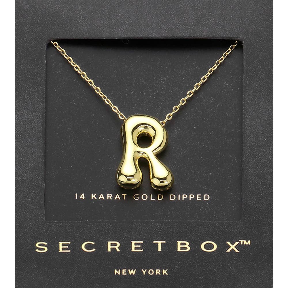 14K Gold Dipped Bubble Initial Pendant Necklace