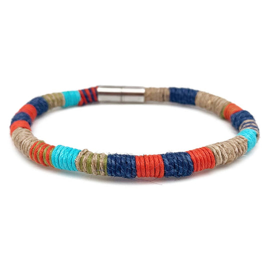 Aadi Multicolor Twine Navy Orange Aqua Bracelet