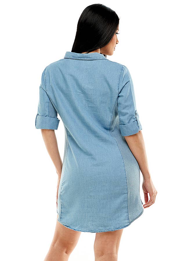 Chambray Mini Shirt Dress