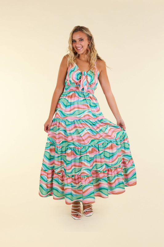 Wave Break Retro Maxi Dress