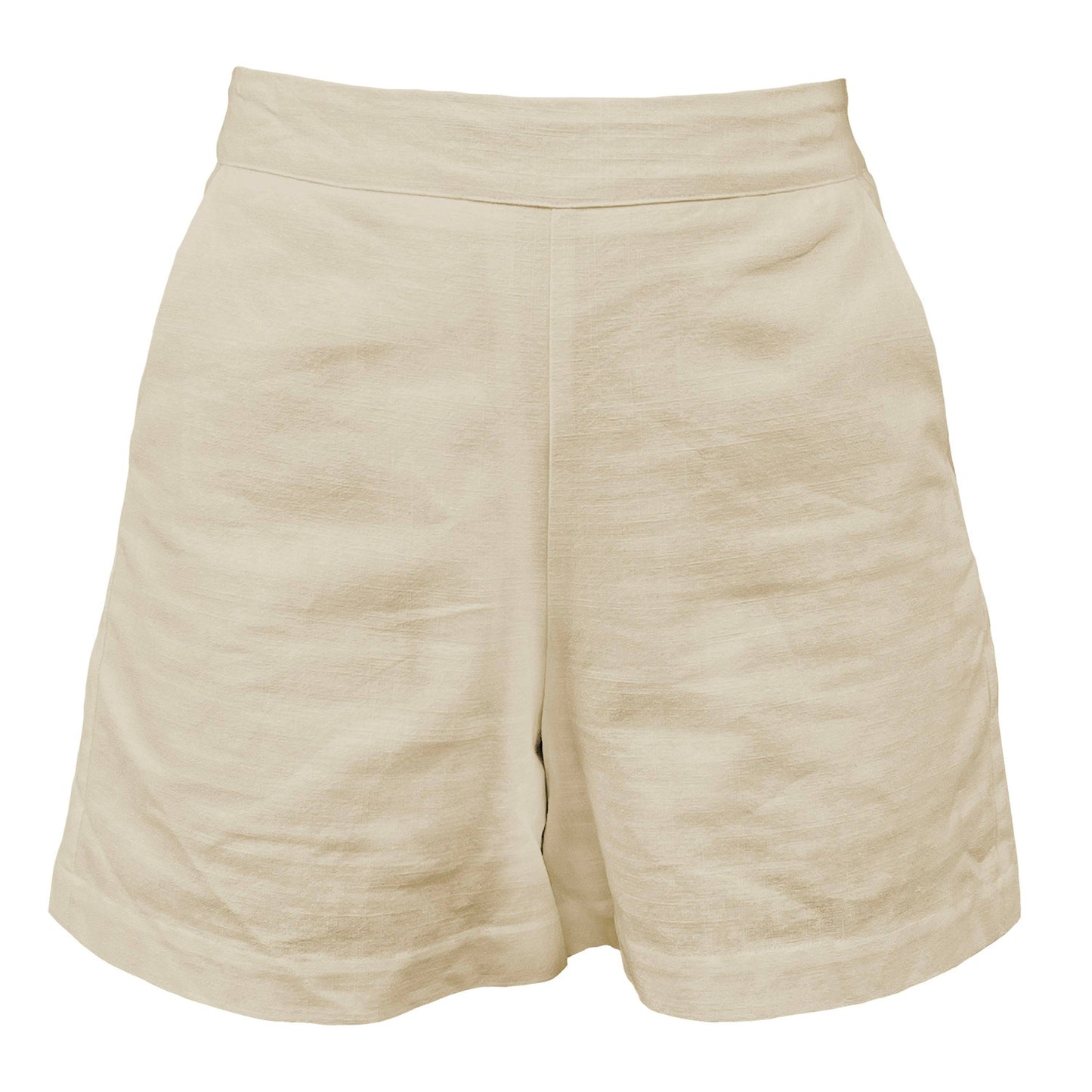 Breezy Palms Beige Linen Shorts