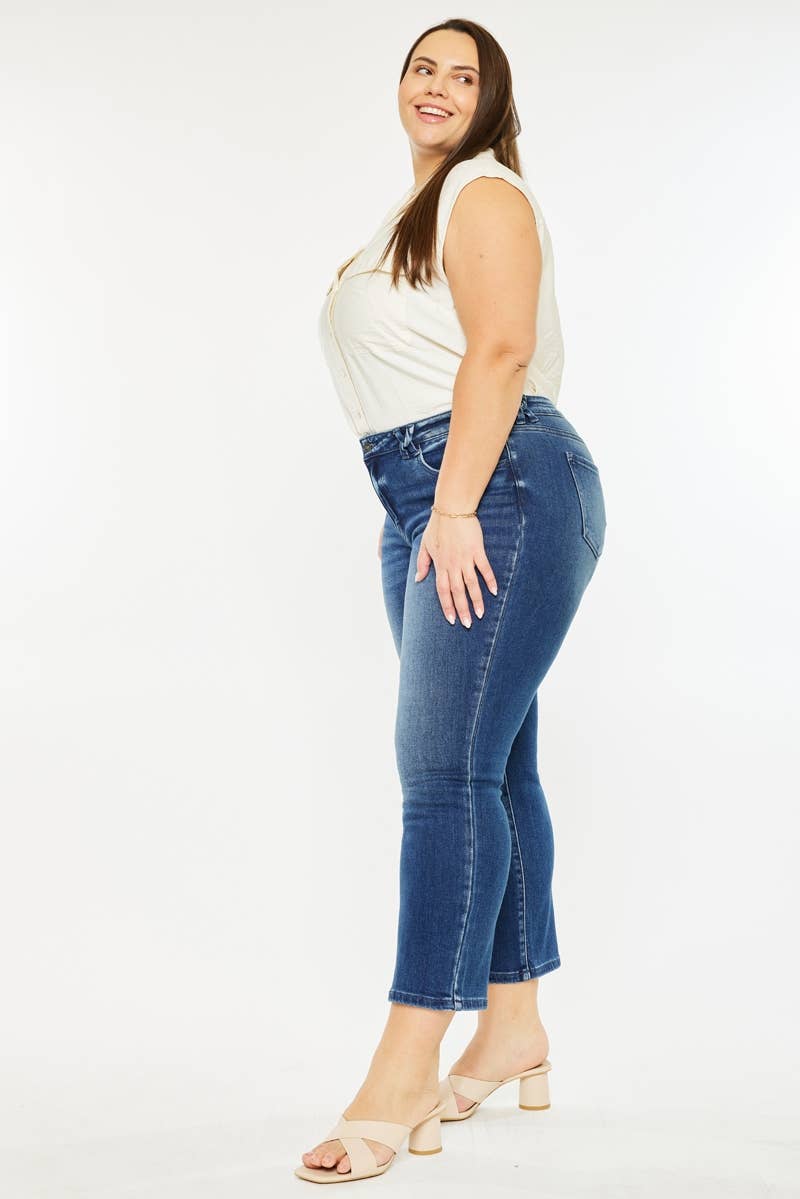 Kan Can Candice Mid Rise Slim Straight Fit Jeans (Plus Size)