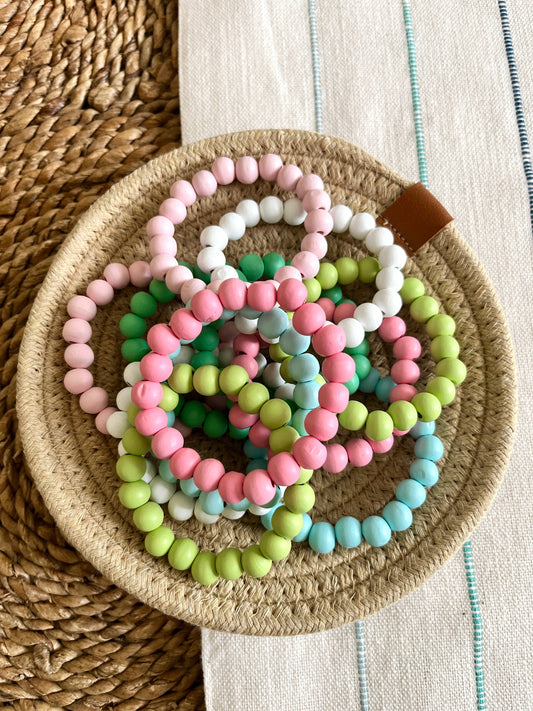 Boho Wooden Beaded Bracelets with Display Tray Eco-Friendly