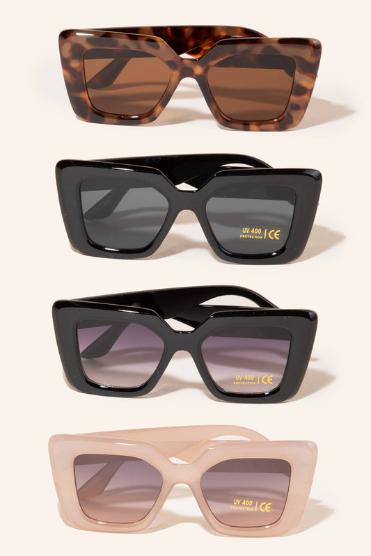 Thick Plastic Frame Cat Eye Sunglasses