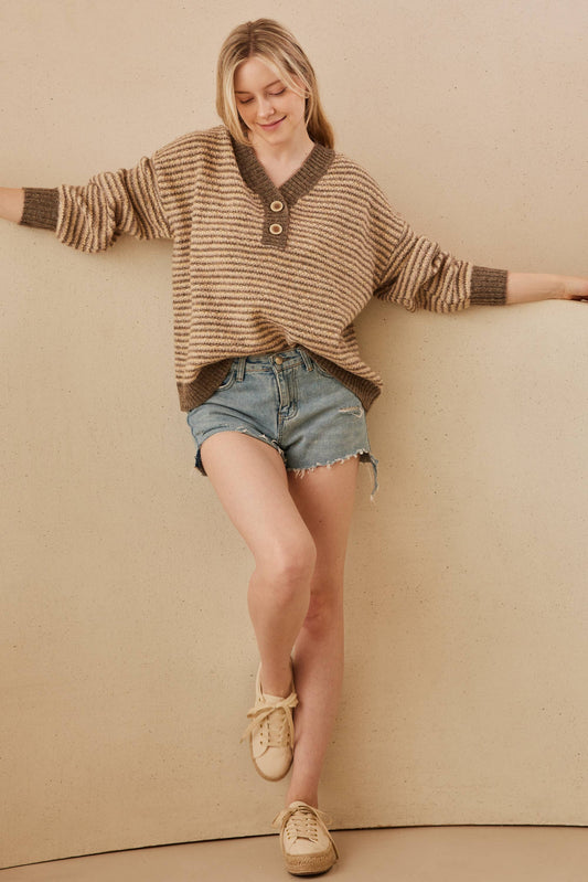 V Neck Stripe Sweater