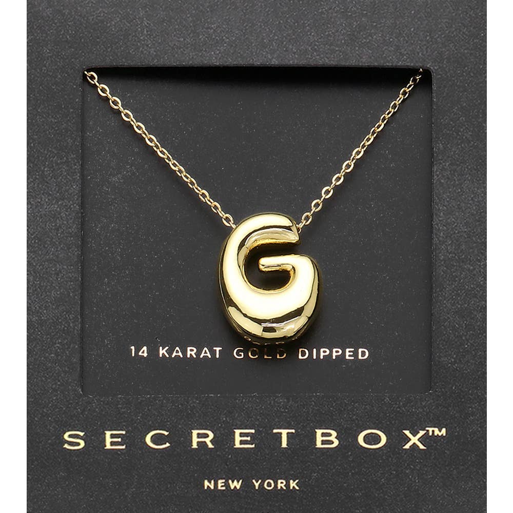 14K Gold Dipped Bubble Initial Pendant Necklace