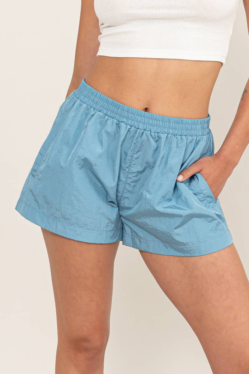 MID WAIST NYLON SHORTS