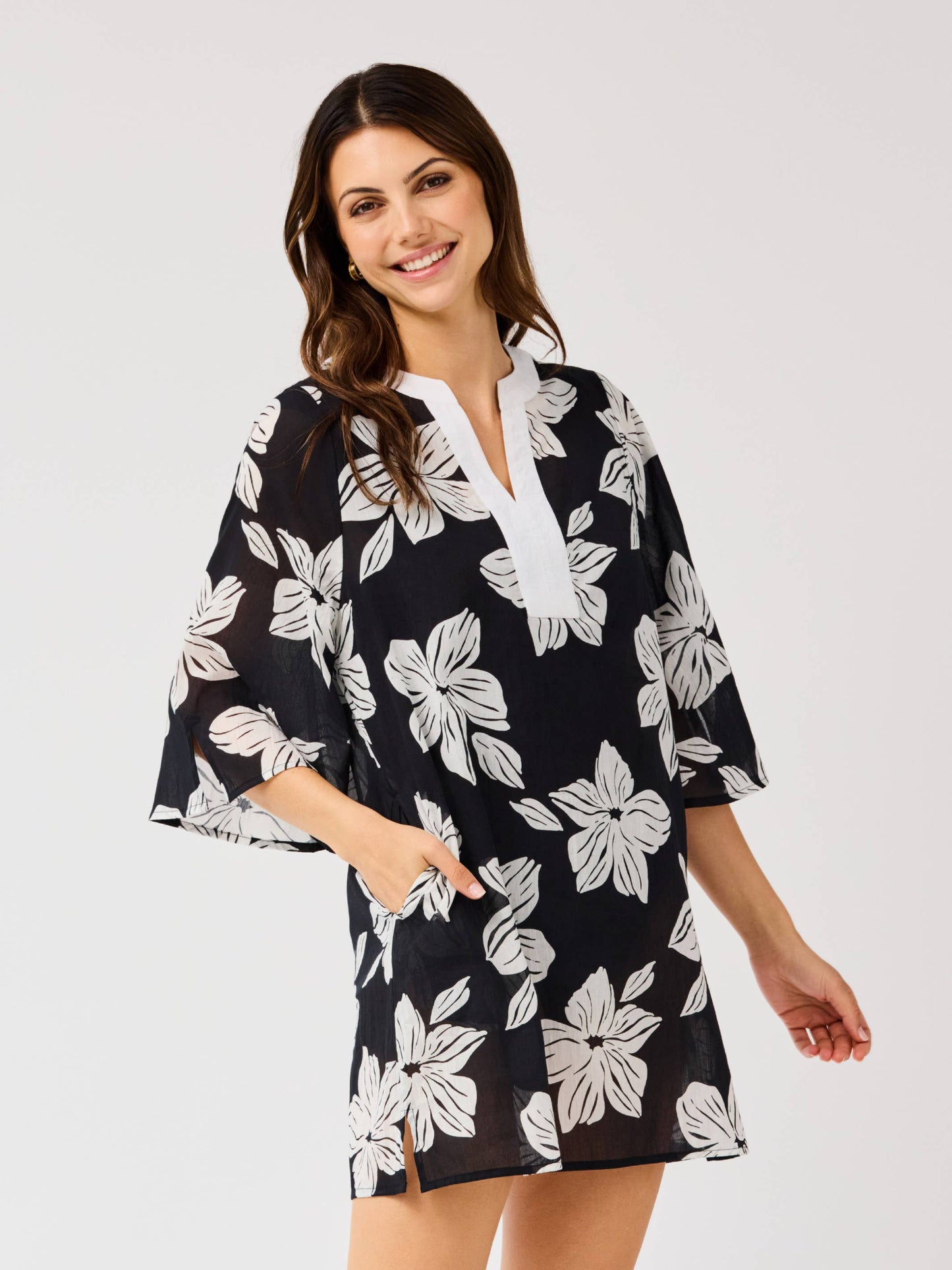 Elizabeth Lagoon Bloom Black Beach Dress