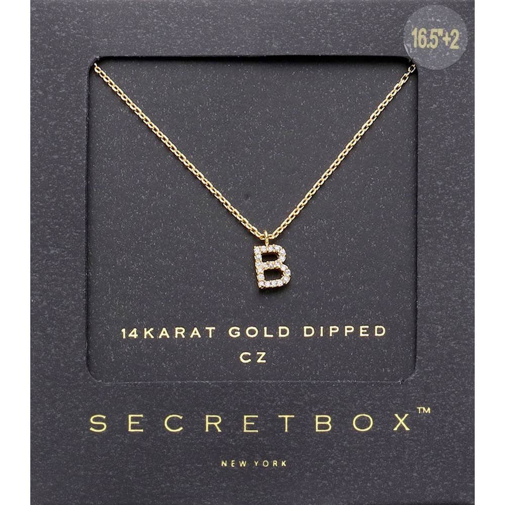 14K Gold Dipped CZ Initial Monogram Pendant