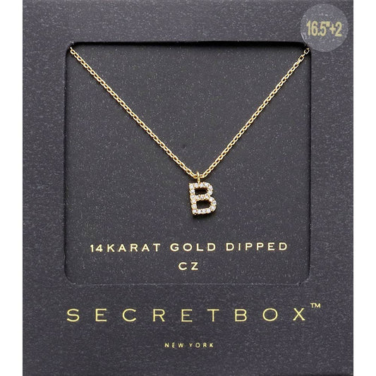 14K Gold Dipped CZ Initial Monogram Pendant