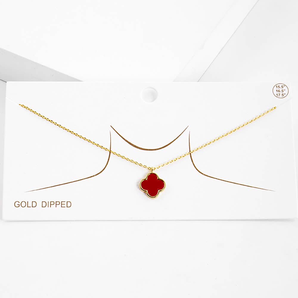 Gold Dipped Quatrefoil Pendant Necklace