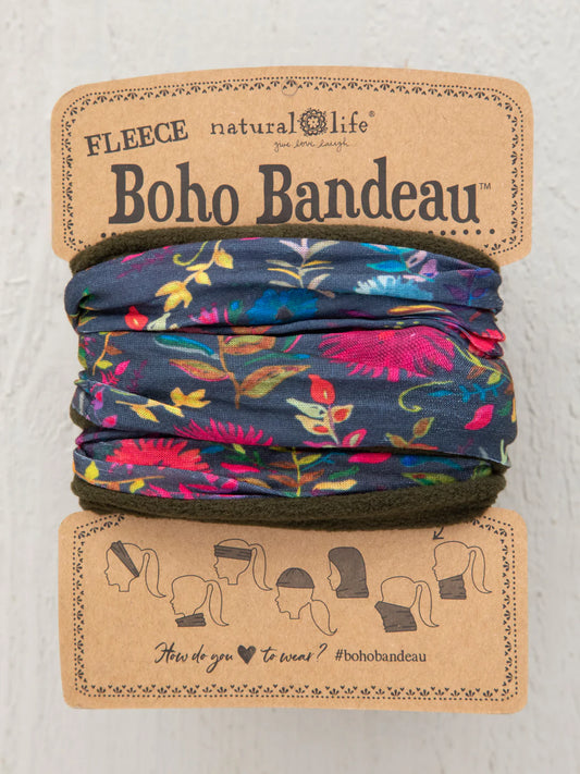 Natural Life Fleece Boho Bandeau® Headband-Navy Wildflower